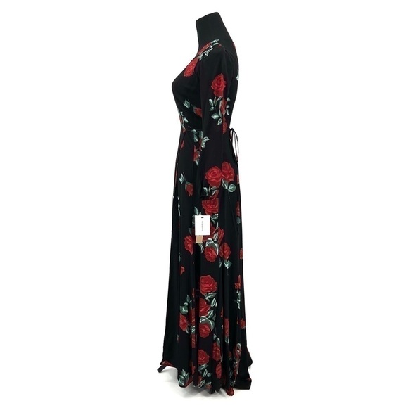 NWT Reformation Milan Maxi Dress Black Floral Hera Wrap Bridesmaid Dress Petite - Picture 4 of 13